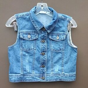 Cato Girl Destroyed Jean Vest Sz 16